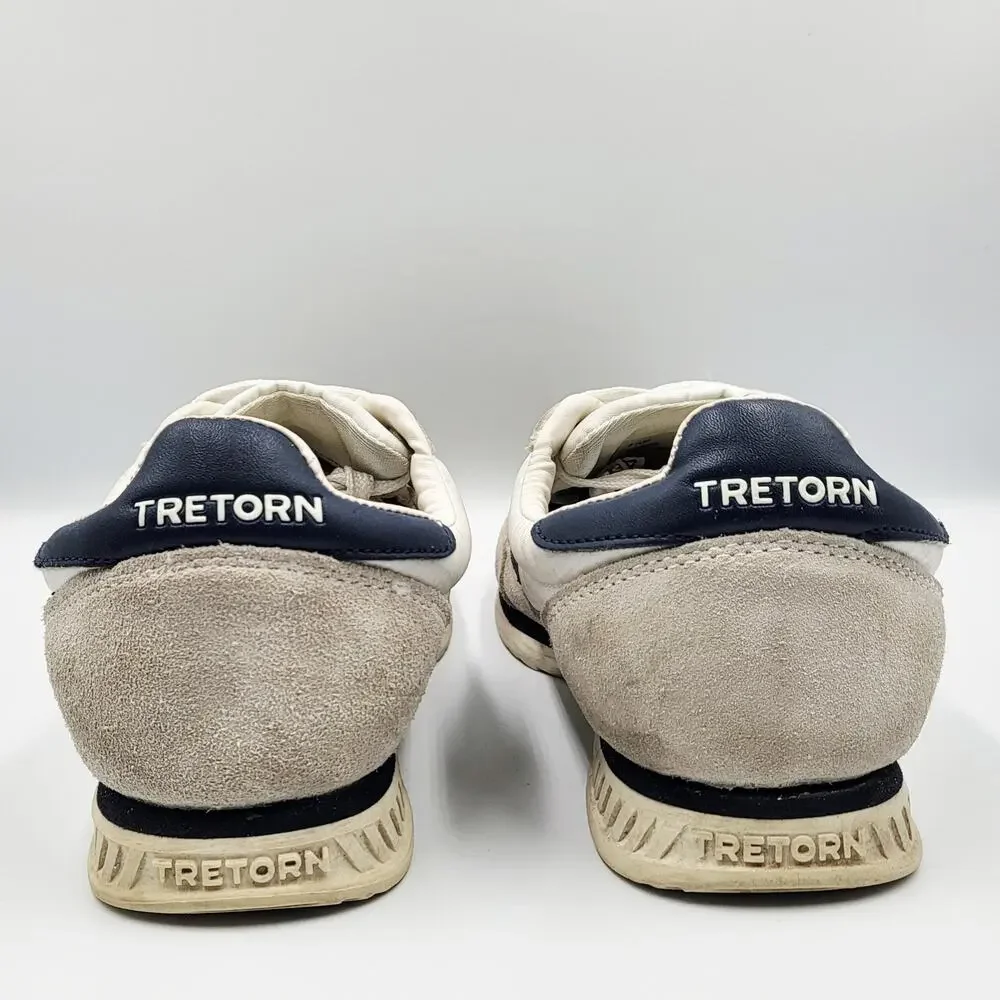 Tretorn Rawlins White & Blue Canvas Suede Leather Trim Sneakers Women's Size 8.5